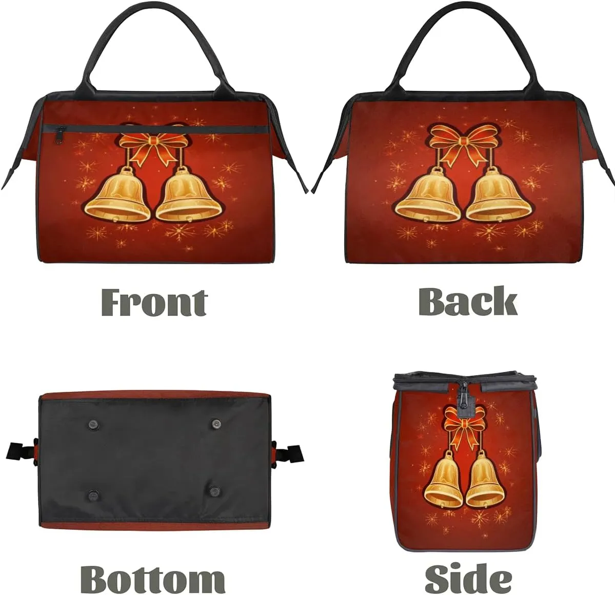 Travel Duffel Bag for Women, Bell Christmas Weekender Overnight Bag Carry on Beach Swim Bags Dance Bag Airlines Approved Personal Item Travel Bag for Yoga, Sports, Hospital