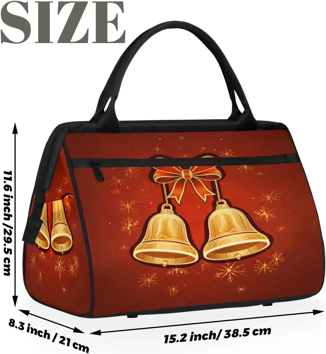 Travel Duffel Bag for Women, Bell Christmas Weekender Overnight Bag Carry on Beach Swim Bags Dance Bag Airlines Approved Personal Item Travel Bag for Yoga, Sports, Hospital