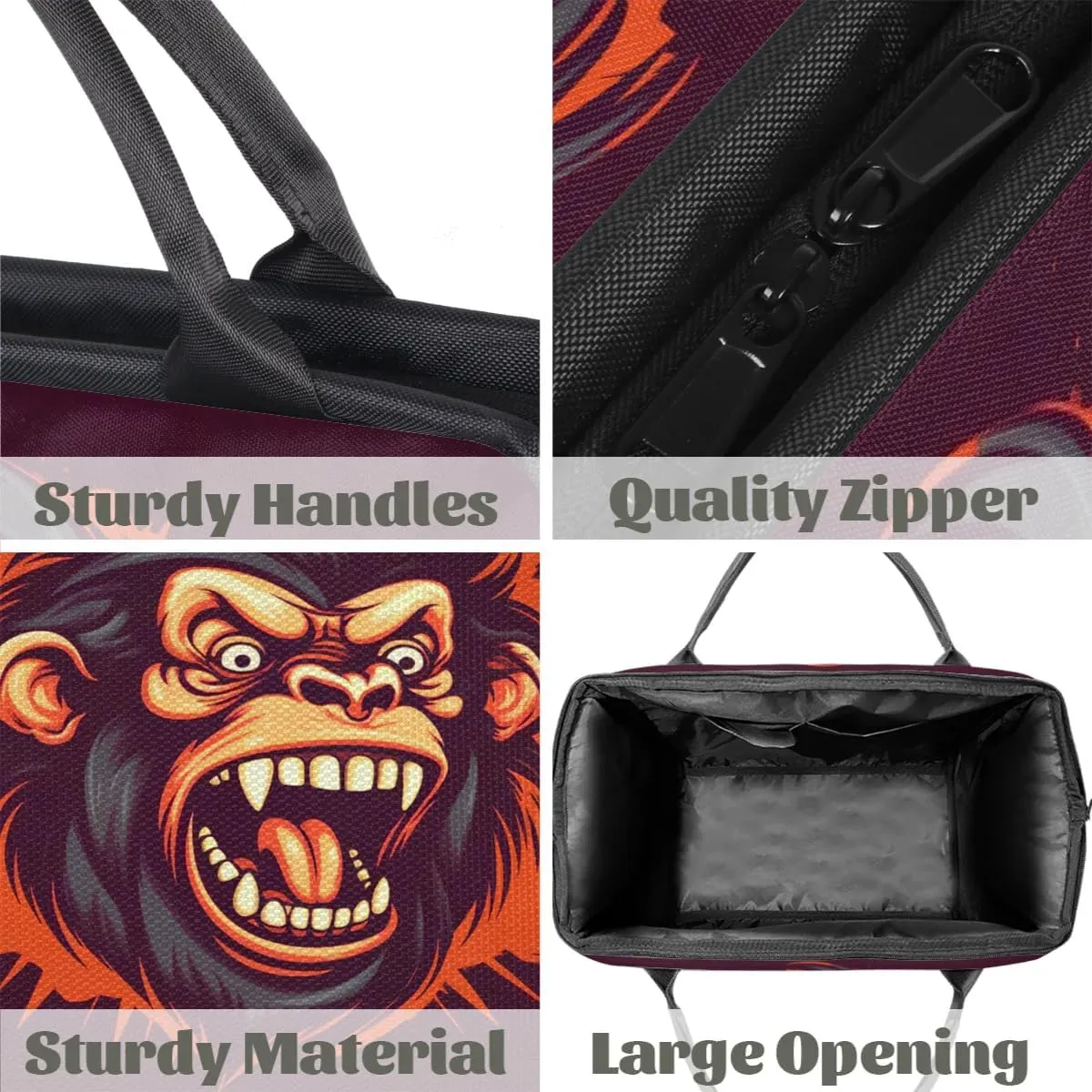 Travel Duffel Bag for Women, Chimpanzees Portrait Pattern Weekender Overnight Bag Carry on Beach Swim Bags Dance Bag Airlines Approved Personal Item Travel Bag for Yoga, Sports, Hospital