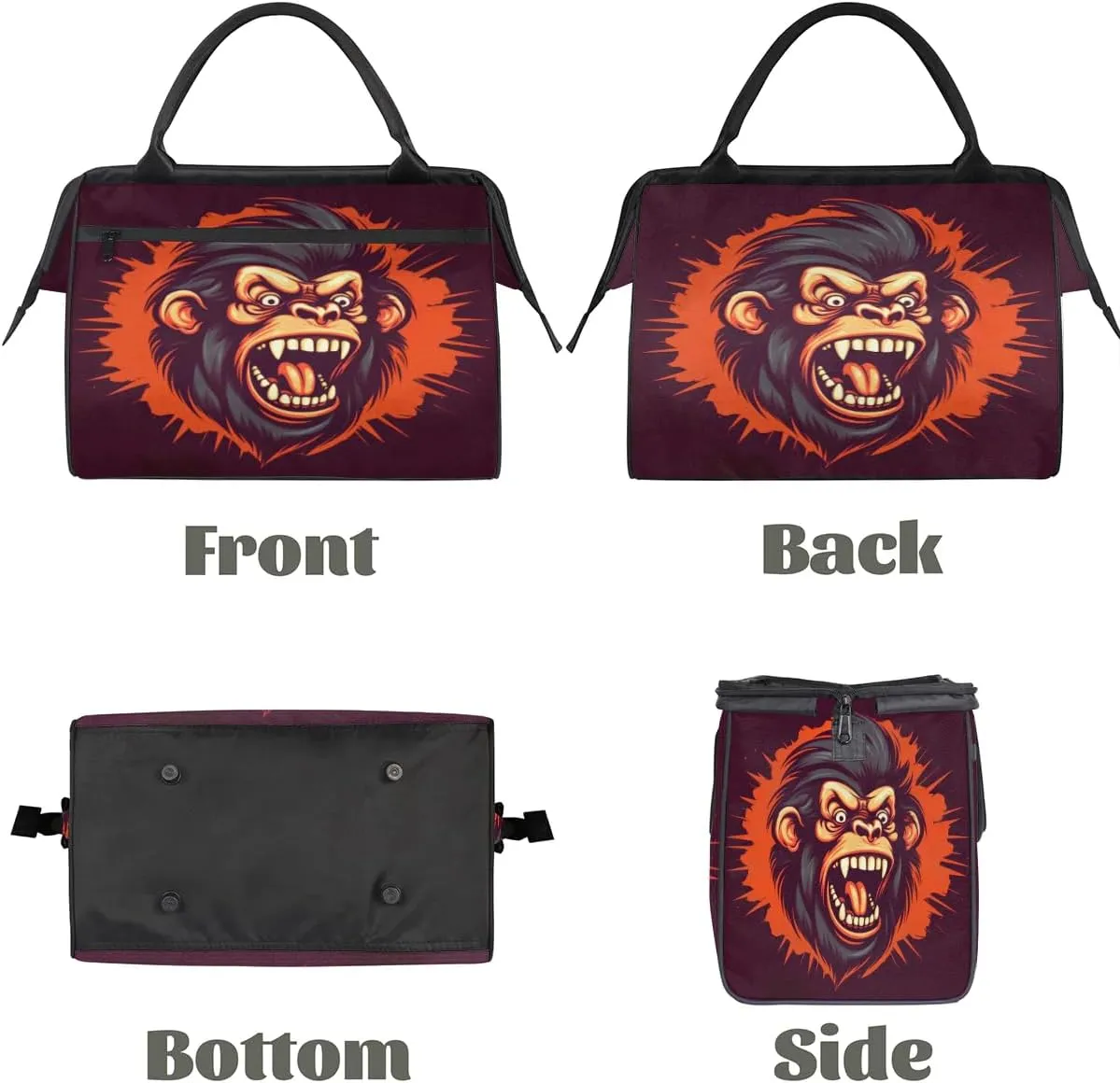 Travel Duffel Bag for Women, Chimpanzees Portrait Pattern Weekender Overnight Bag Carry on Beach Swim Bags Dance Bag Airlines Approved Personal Item Travel Bag for Yoga, Sports, Hospital