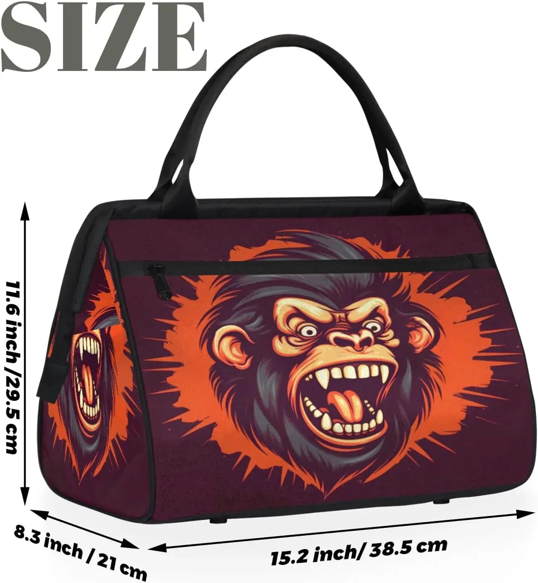 Travel Duffel Bag for Women, Chimpanzees Portrait Pattern Weekender Overnight Bag Carry on Beach Swim Bags Dance Bag Airlines Approved Personal Item Travel Bag for Yoga, Sports, Hospital