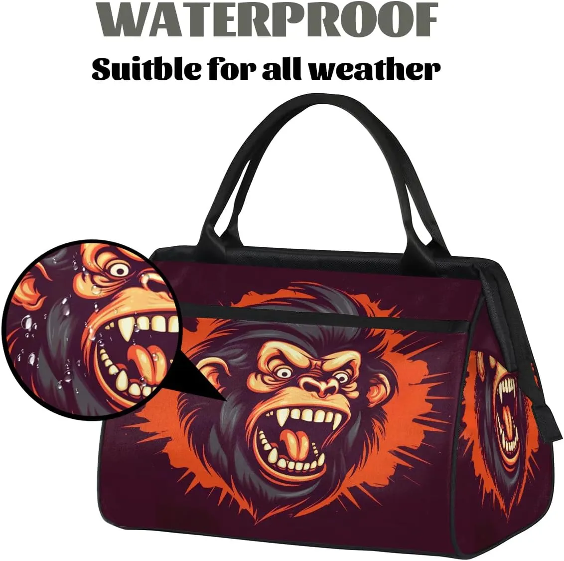 Travel Duffel Bag for Women, Chimpanzees Portrait Pattern Weekender Overnight Bag Carry on Beach Swim Bags Dance Bag Airlines Approved Personal Item Travel Bag for Yoga, Sports, Hospital
