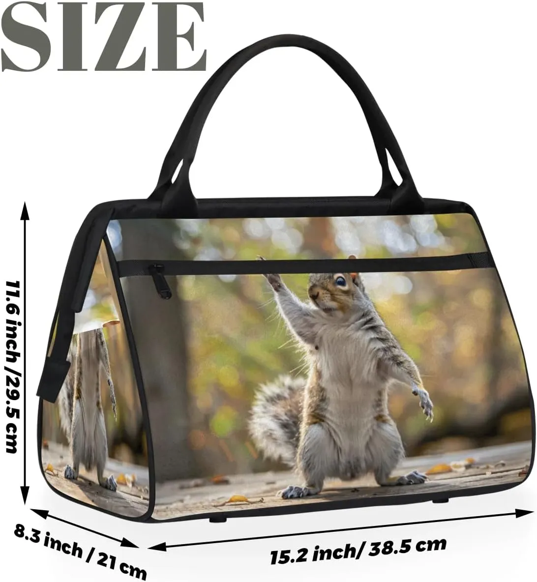 Travel Duffel Bag for Women, Cute Squirrel Weekender Overnight Bag Carry on Beach Swim Bags Dance Bag Airlines Approved Personal Item Travel Bag for Yoga, Sports, Hospital