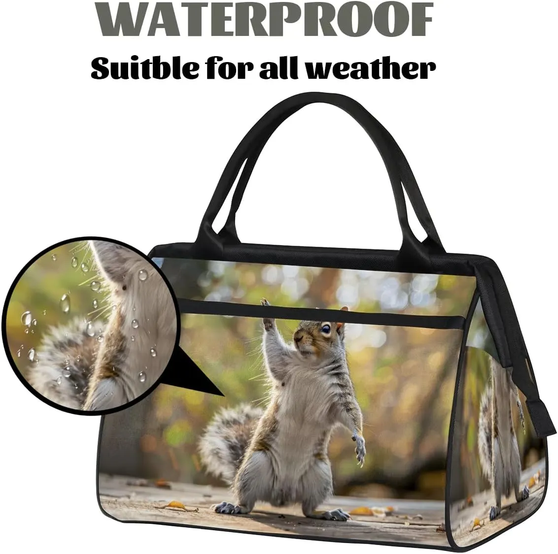 Travel Duffel Bag for Women, Cute Squirrel Weekender Overnight Bag Carry on Beach Swim Bags Dance Bag Airlines Approved Personal Item Travel Bag for Yoga, Sports, Hospital
