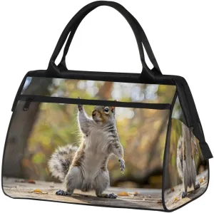 Travel Duffel Bag for Women, Cute Squirrel Weekender Overnight Bag Carry on Beach Swim Bags Dance Bag Airlines Approved Personal Item Travel Bag for Yoga, Sports, Hospital