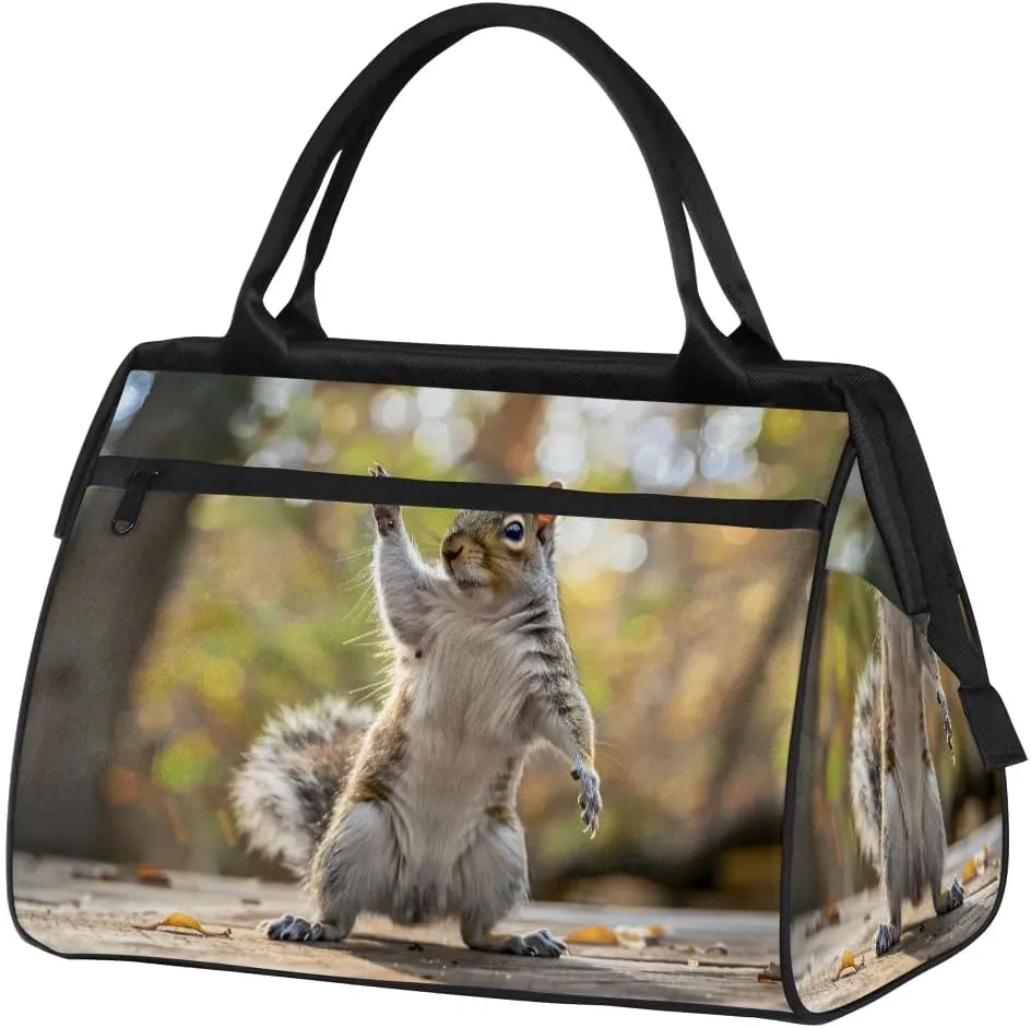 Travel Duffel Bag for Women, Cute Squirrel Weekender Overnight Bag Carry on Beach Swim Bags Dance Bag Airlines Approved Personal Item Travel Bag for Yoga, Sports, Hospital