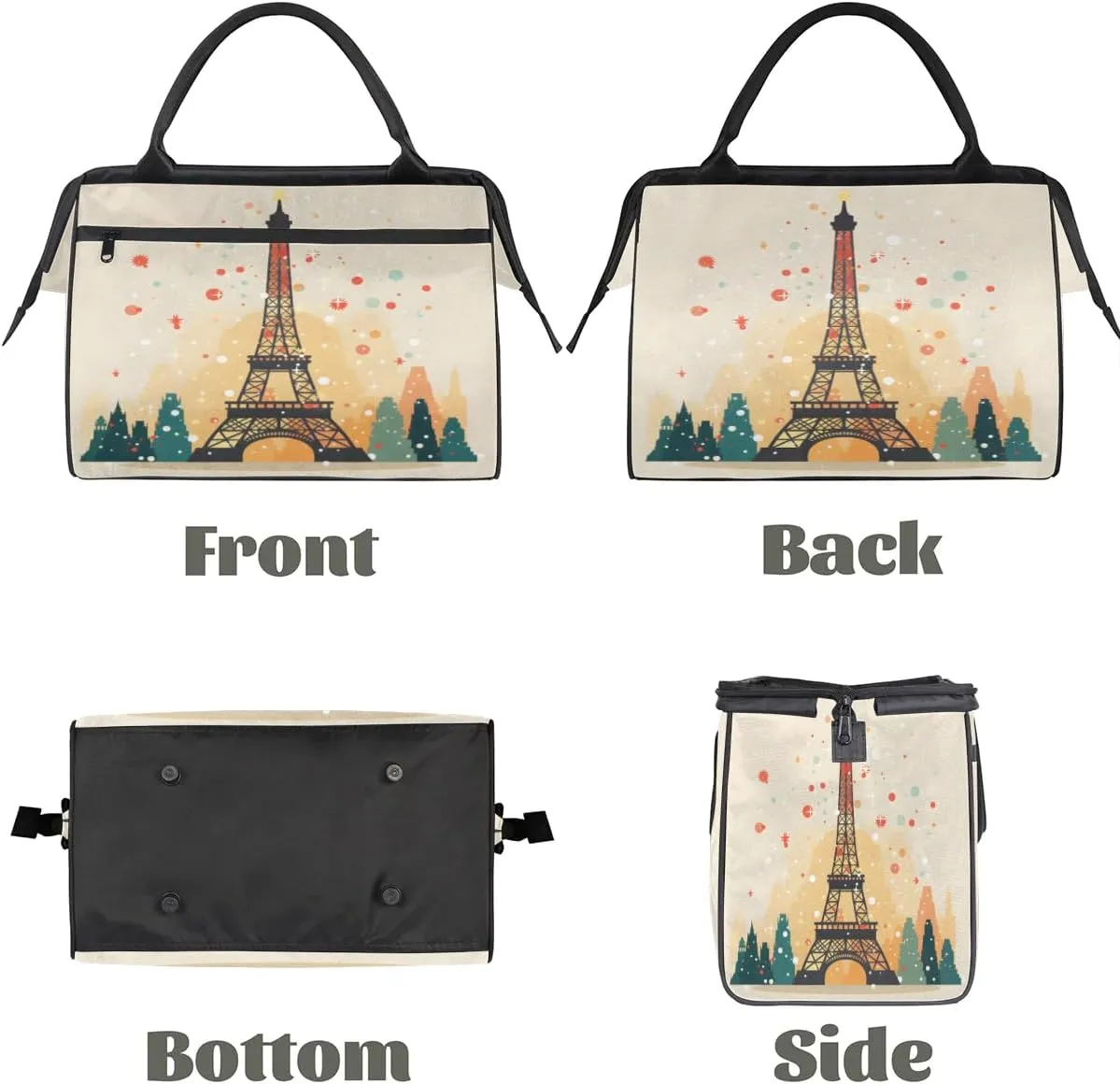 Travel Duffel Bag for Women, Eiffel Tower Pattern Weekender Overnight Bag Carry on Beach Swim Bags Dance Bag Airlines Approved Personal Item Travel Bag for Yoga, Sports, Hospital