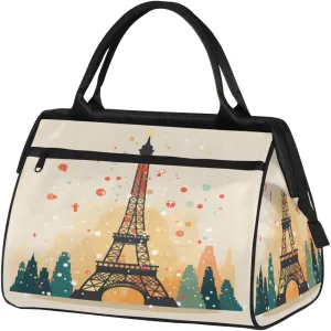 Travel Duffel Bag for Women, Eiffel Tower Pattern Weekender Overnight Bag Carry on Beach Swim Bags Dance Bag Airlines Approved Personal Item Travel Bag for Yoga, Sports, Hospital