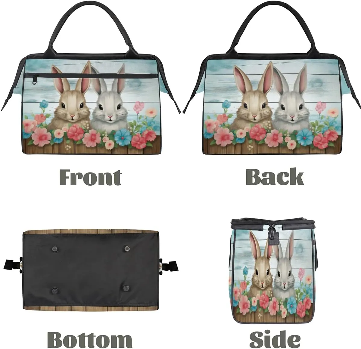 Travel Duffel Bag for Women, Flower Bunny Weekender Overnight Bag Carry on Beach Swim Bags Dance Bag Airlines Approved Personal Item Travel Bag for Yoga, Sports, Hospital