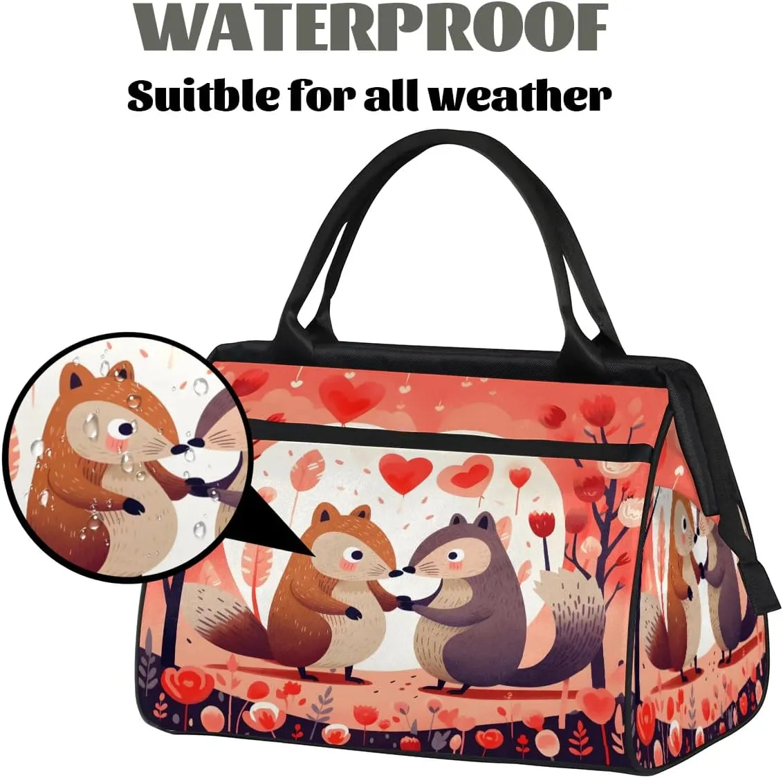 Travel Duffel Bag for Women, Flower Squirrel Weekender Overnight Bag Carry on Beach Swim Bags Dance Bag Airlines Approved Personal Item Travel Bag for Yoga, Sports, Hospital
