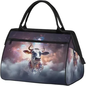 Travel Duffel Bag for Women, Galaxy Universe Dairy Cow Weekender Overnight Bag Carry on Beach Swim Bags Dance Bag Airlines Approved Personal Item Travel Bag for Yoga, Sports, Hospital