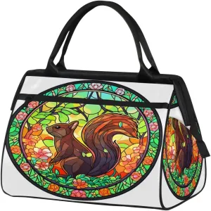 Travel Duffel Bag for Women, Glass Squirrel Weekender Overnight Bag Carry on Beach Swim Bags Dance Bag Airlines Approved Personal Item Travel Bag for Yoga, Sports, Hospital