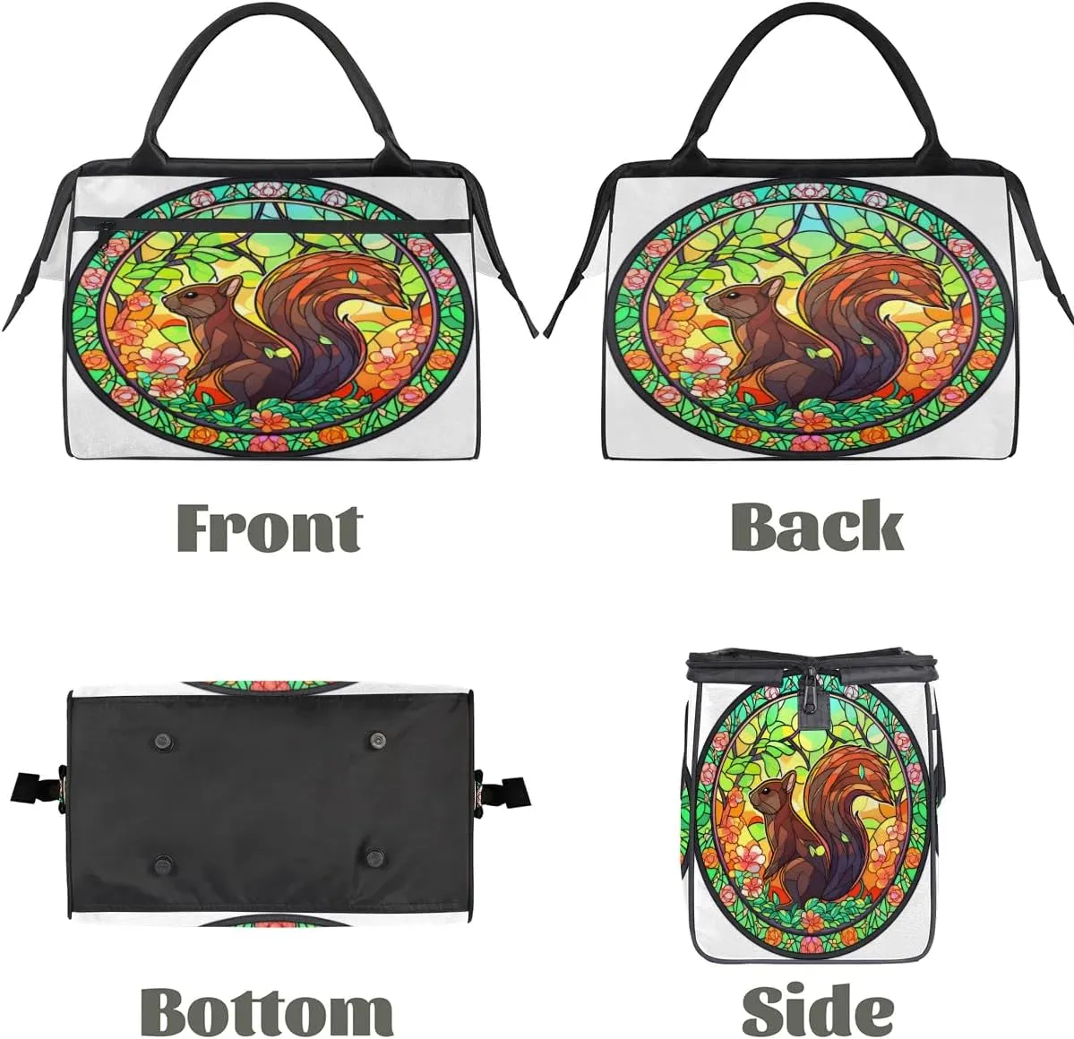 Travel Duffel Bag for Women, Glass Squirrel Weekender Overnight Bag Carry on Beach Swim Bags Dance Bag Airlines Approved Personal Item Travel Bag for Yoga, Sports, Hospital