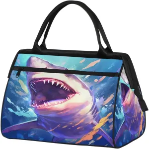 Travel Duffel Bag for Women, Panda Shark Weekender Overnight Bag Carry on Beach Swim Bags Dance Bag Airlines Approved Personal Item Travel Bag for Yoga, Sports, Hospital