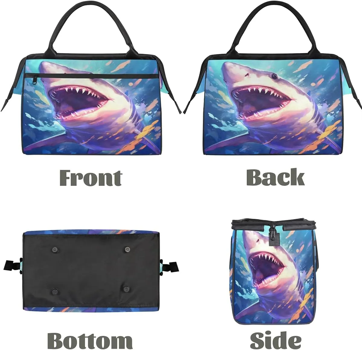 Travel Duffel Bag for Women, Panda Shark Weekender Overnight Bag Carry on Beach Swim Bags Dance Bag Airlines Approved Personal Item Travel Bag for Yoga, Sports, Hospital