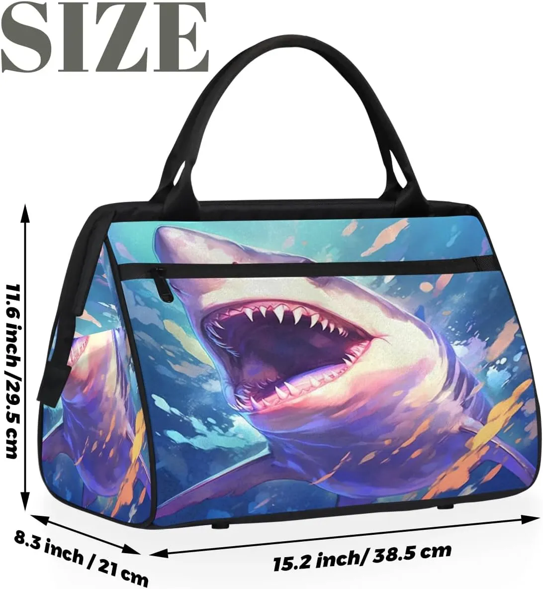 Travel Duffel Bag for Women, Panda Shark Weekender Overnight Bag Carry on Beach Swim Bags Dance Bag Airlines Approved Personal Item Travel Bag for Yoga, Sports, Hospital