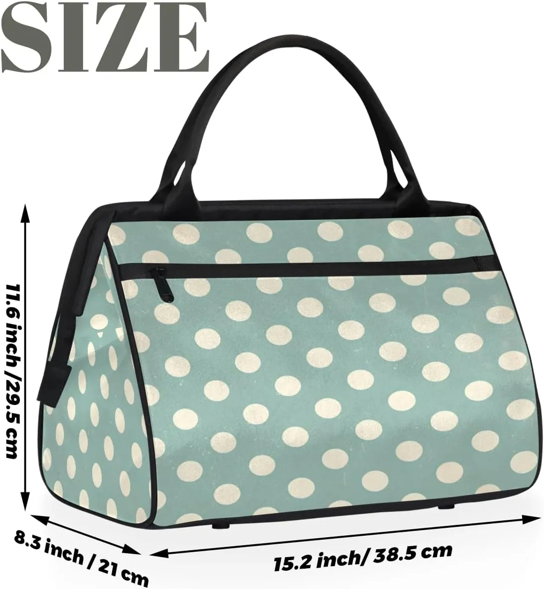 Travel Duffel Bag for Women, Polka Dot Weekender Overnight Bag Carry on Beach Swim Bags Dance Bag Airlines Approved Personal Item Travel Bag for Yoga, Sports, Hospital
