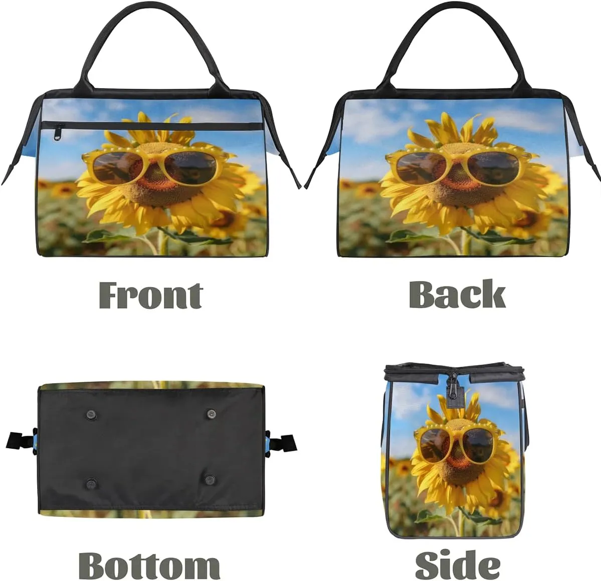 Travel Duffel Bag for Women, Sunglasses Sunflower Weekender Overnight Bag Carry on Beach Swim Bags Dance Bag Airlines Approved Personal Item Travel Bag for Yoga, Sports, Hospital