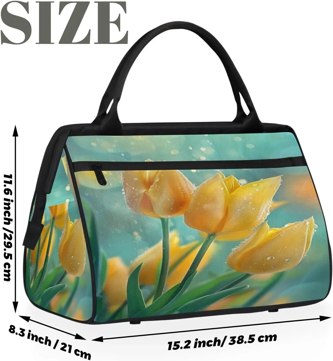Travel Duffel Bag for Women, Tulip Flower Weekender Overnight Bag Carry on Beach Swim Bags Dance Bag Airlines Approved Personal Item Travel Bag for Yoga, Sports, Hospital