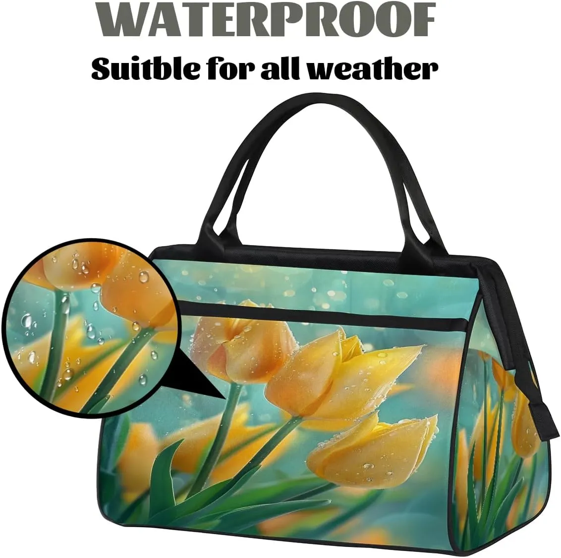 Travel Duffel Bag for Women, Tulip Flower Weekender Overnight Bag Carry on Beach Swim Bags Dance Bag Airlines Approved Personal Item Travel Bag for Yoga, Sports, Hospital