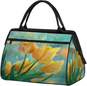 Travel Duffel Bag for Women, Tulip Flower Weekender Overnight Bag Carry on Beach Swim Bags Dance Bag Airlines Approved Personal Item Travel Bag for Yoga, Sports, Hospital