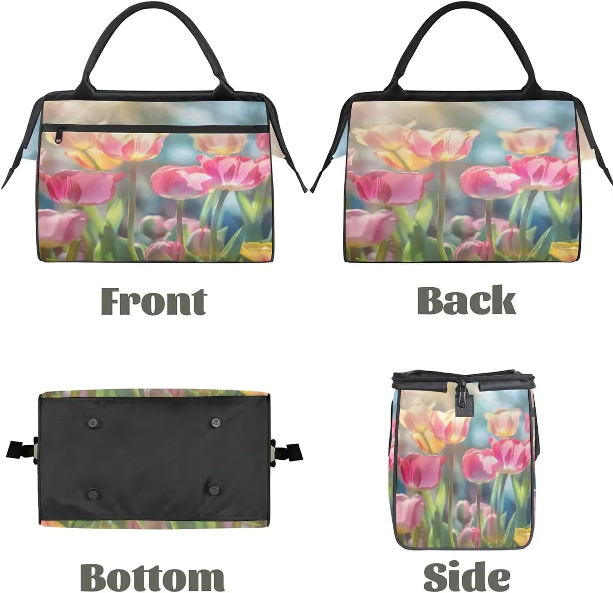 Travel Duffel Bag for Women, Tulip Flower Weekender Overnight Bag Carry on Beach Swim Bags Dance Bag Airlines Approved Personal Item Travel Bag for Yoga, Sports, Hospital