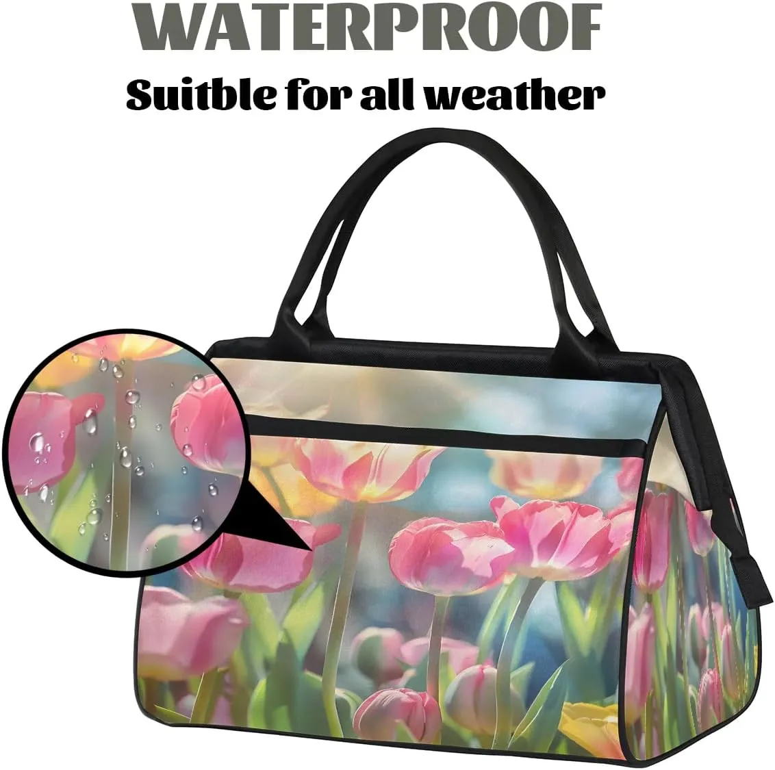 Travel Duffel Bag for Women, Tulip Flower Weekender Overnight Bag Carry on Beach Swim Bags Dance Bag Airlines Approved Personal Item Travel Bag for Yoga, Sports, Hospital