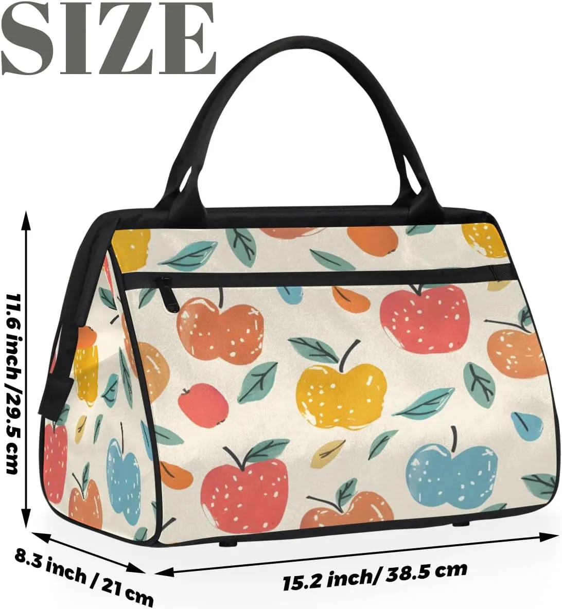 Travel Duffel Bag for Women, Watercolor Apple Weekender Overnight Bag Carry on Beach Swim Bags Dance Bag Airlines Approved Personal Item Travel Bag for Yoga, Sports, Hospital