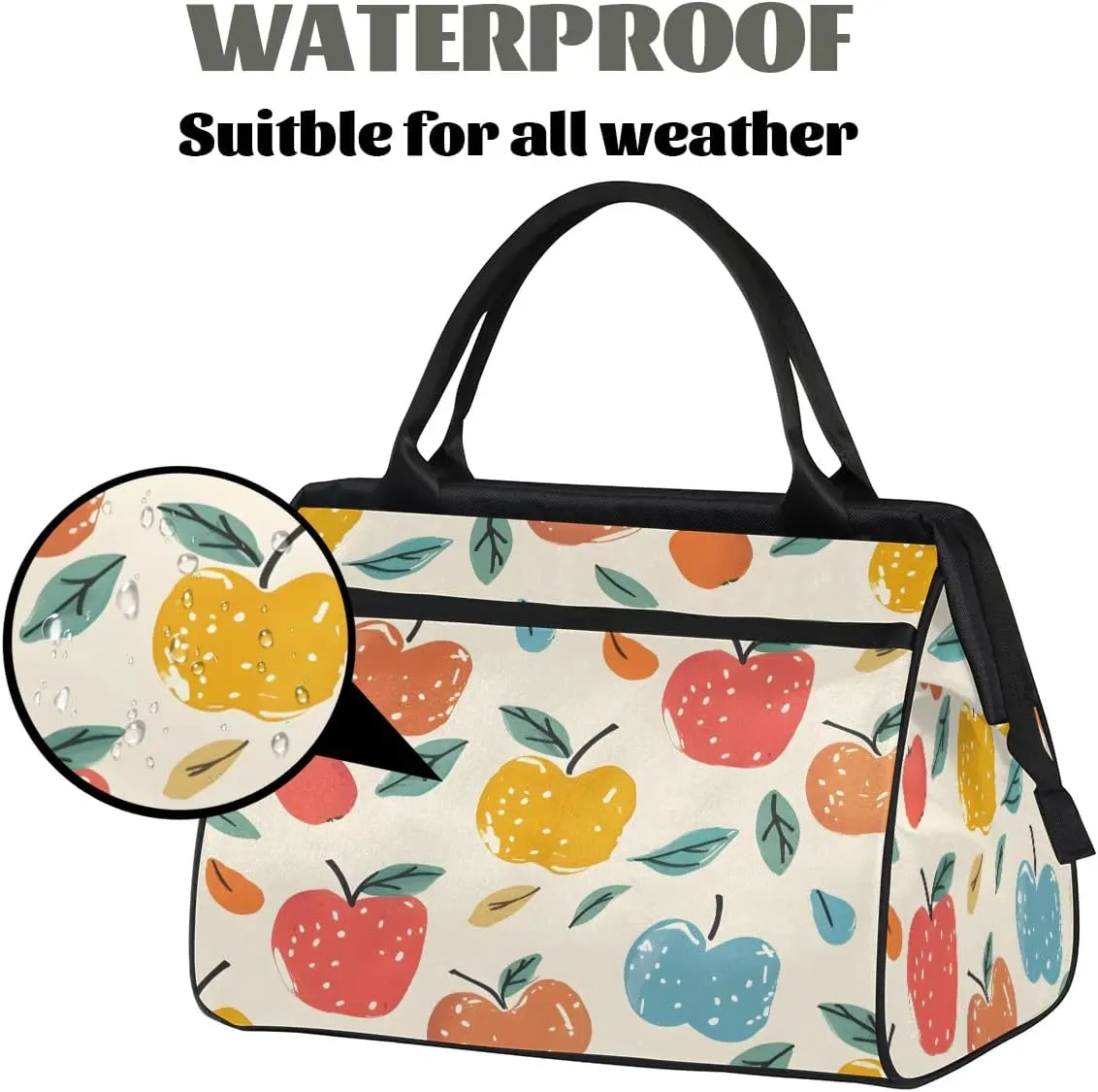 Travel Duffel Bag for Women, Watercolor Apple Weekender Overnight Bag Carry on Beach Swim Bags Dance Bag Airlines Approved Personal Item Travel Bag for Yoga, Sports, Hospital