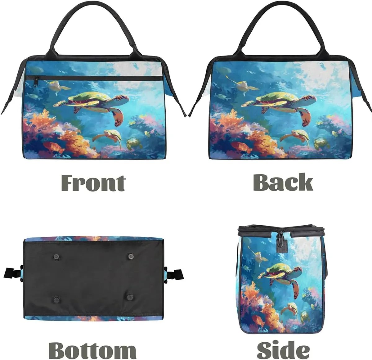 Travel Duffel Bag for Women, Watercolor Ocean Turtles Weekender Overnight Bag Carry on Beach Swim Bags Dance Bag Airlines Approved Personal Item Travel Bag for Yoga, Sports, Hospital