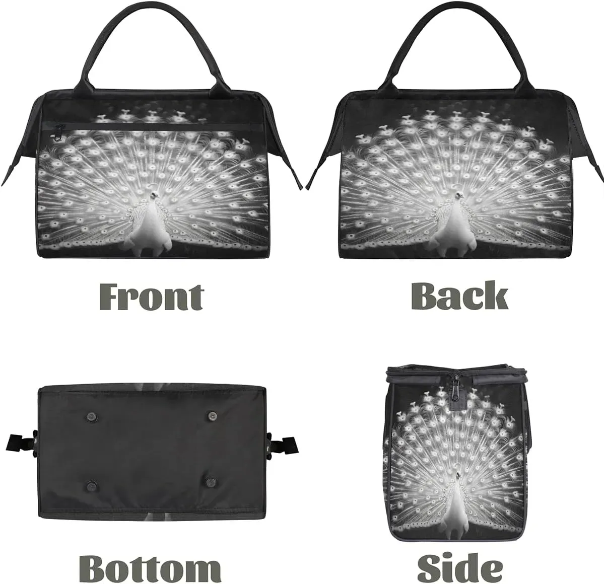 Travel Duffel Bag for Women, White Peacock Weekender Overnight Bag Carry on Beach Swim Bags Dance Bag Airlines Approved Personal Item Travel Bag for Yoga, Sports, Hospital