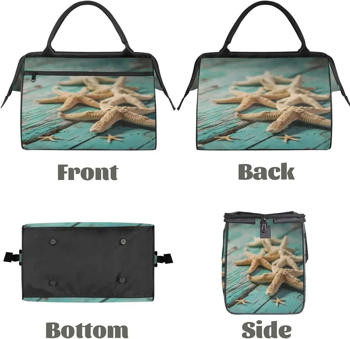 Travel Duffel Bag for Women, Wood Starfish Weekender Overnight Bag Carry on Beach Swim Bags Dance Bag Airlines Approved Personal Item Travel Bag for Yoga, Sports, Hospital