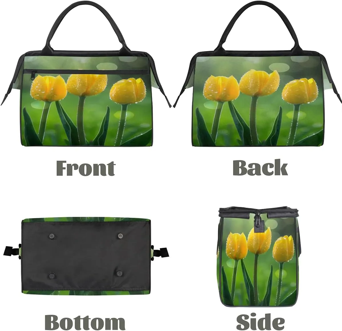 Travel Duffel Bag for Women, Yellow Tulip Weekender Overnight Bag Carry on Beach Swim Bags Dance Bag Airlines Approved Personal Item Travel Bag for Yoga, Sports, Hospital