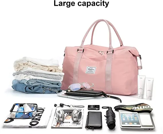 Travel Duffel Bag, Sports Tote Gym Bag, Shoulder Weekender Overnight Bag for Women