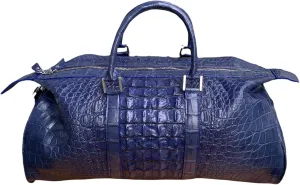 Travel Duffels bag, luggage travel gear, duffle bag, sport bag, gym bag, overnight bag, genuine crocodile alligator leather skin (Navy Blue) (DF1132)