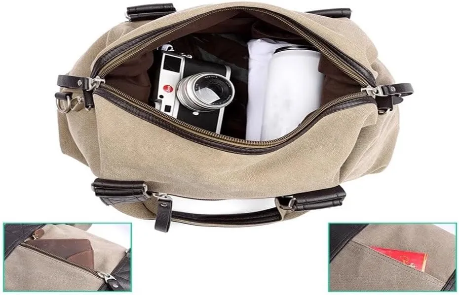 Travel Duffels Male Handheld Business Travel Bag Large Capacity Out Short Trip Bag Business Travel Bag(Khaki)