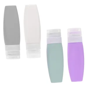 Travel Essential 4pcs Squeezable Shampoo Bottles Lotion Bag Leakproof Travel Shampoo Container for Cream Holder