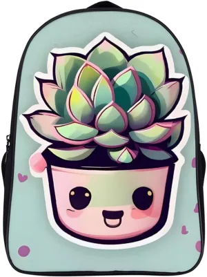 Travel Laptop Backpack Smiling Succulents Backpack for Men Women Casual Daypack Computer Bag for Hiking Business