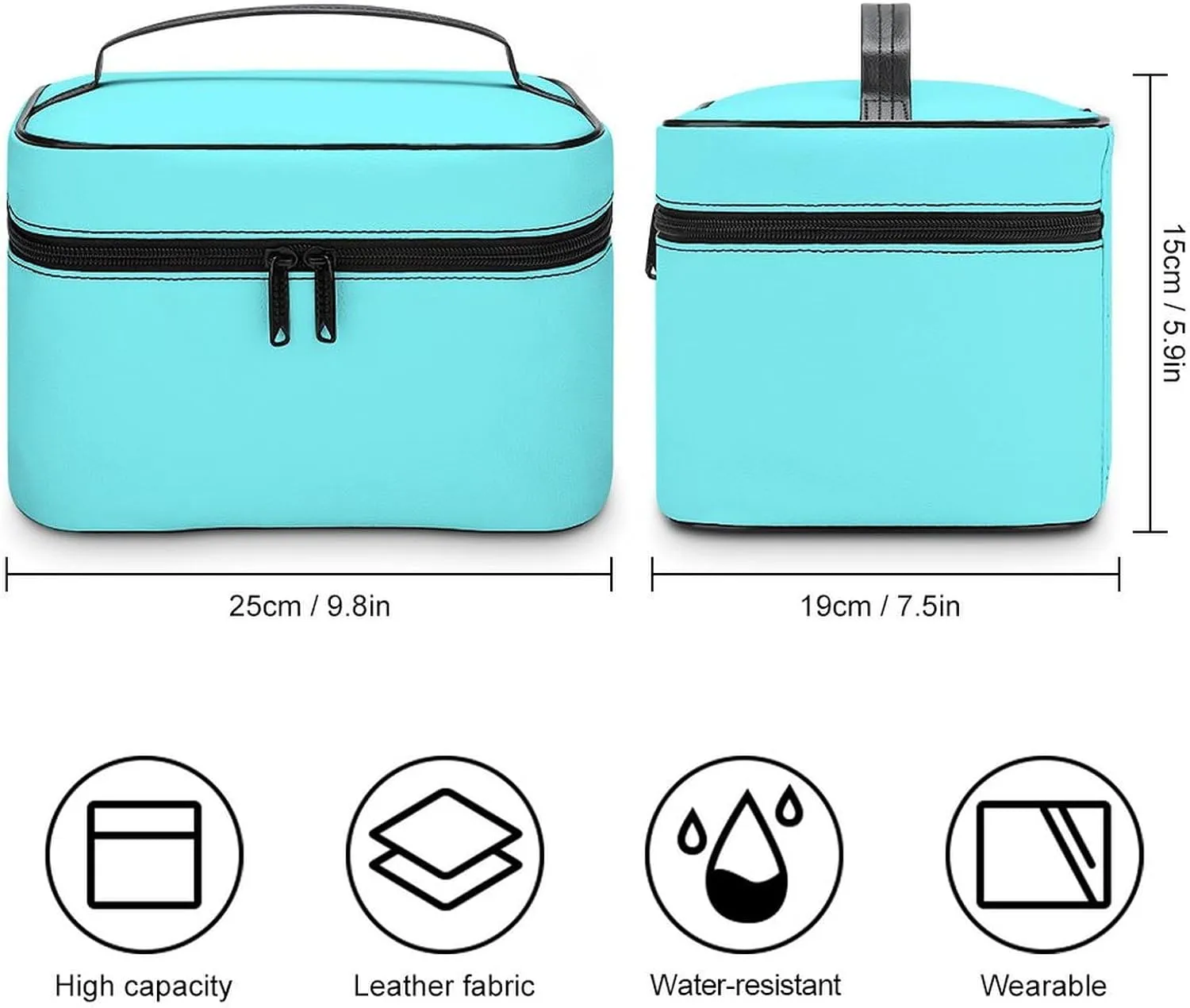 Travel Makeup Bag, Blue Elegant Trendy Minimalist Cosmetic Bags for Women Large Capacity Waterproof Toiletry Bag Make up Organizer