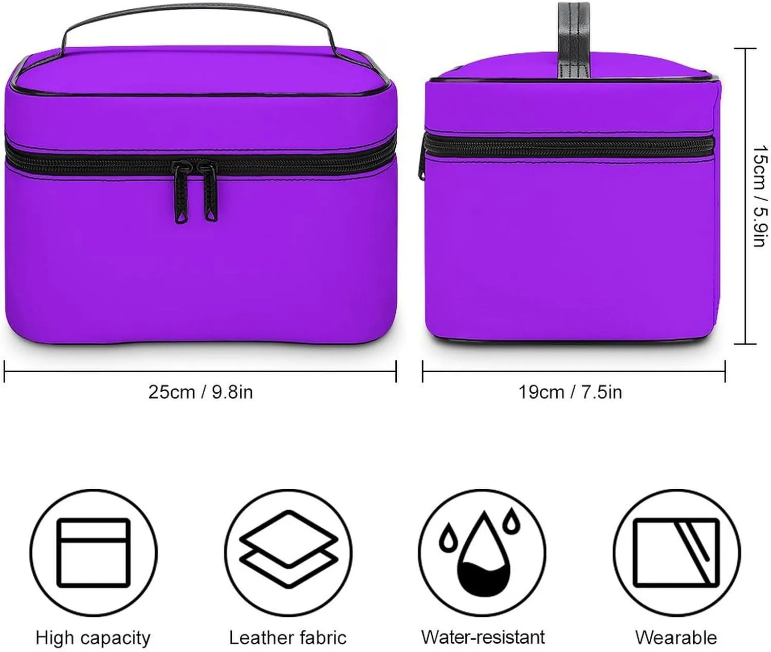 Travel Makeup Bag, Bright Violet Trend Color Cosmetic Bags for Women Large Capacity Waterproof Toiletry Bag Make up Organizer