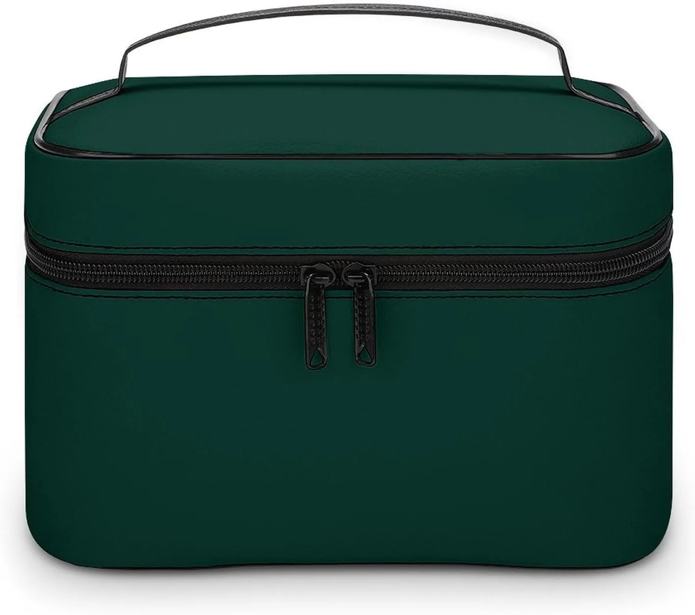 Travel Makeup Bag, Dark forest Green Solid Color Cosmetic Bags for Women Large Capacity Waterproof Toiletry Bag Make up Organizer