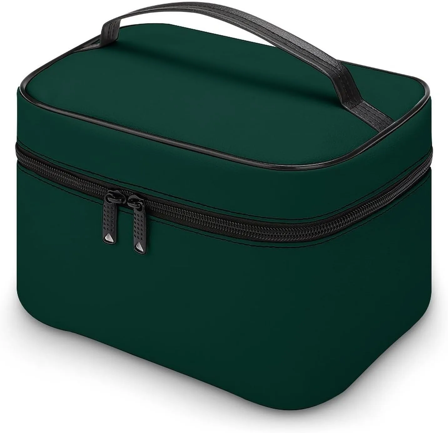 Travel Makeup Bag, Dark forest Green Solid Color Cosmetic Bags for Women Large Capacity Waterproof Toiletry Bag Make up Organizer