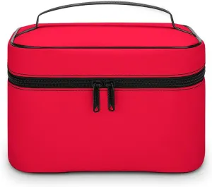 Travel Makeup Bag, Orange Neon Red Personalized Cosmetic Bags for Women Large Capacity Waterproof Toiletry Bag Make up Organizer