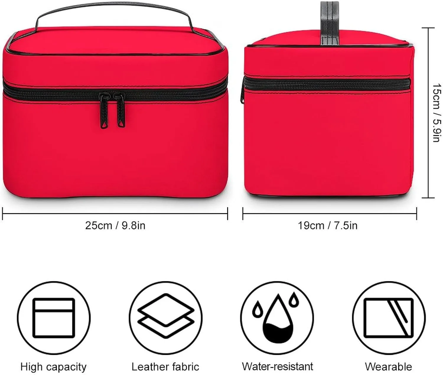 Travel Makeup Bag, Orange Neon Red Personalized Cosmetic Bags for Women Large Capacity Waterproof Toiletry Bag Make up Organizer