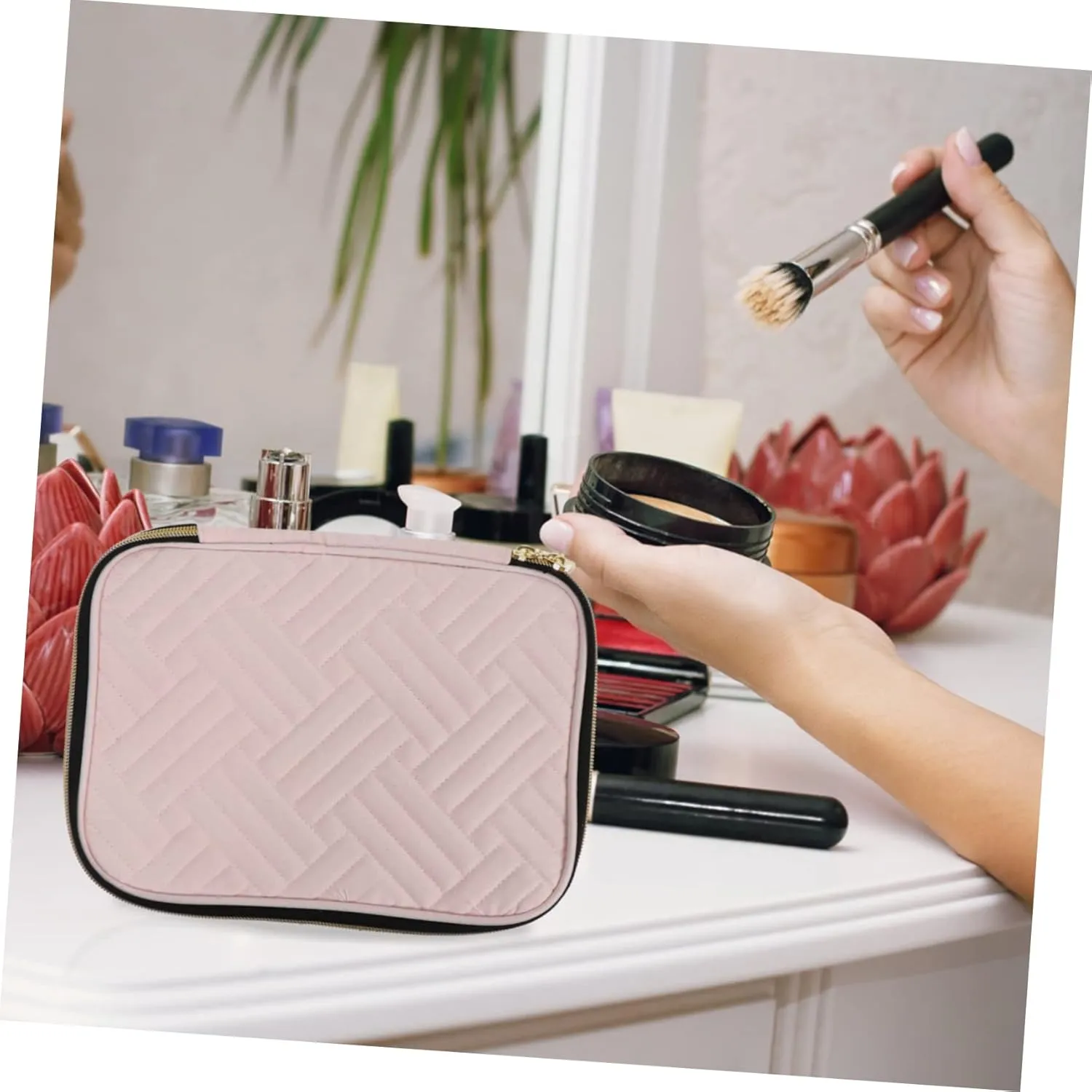 Travel Makeup Brush Case Miss Necklace Holder Goalkeeper, As Shown 1, 26x20cm