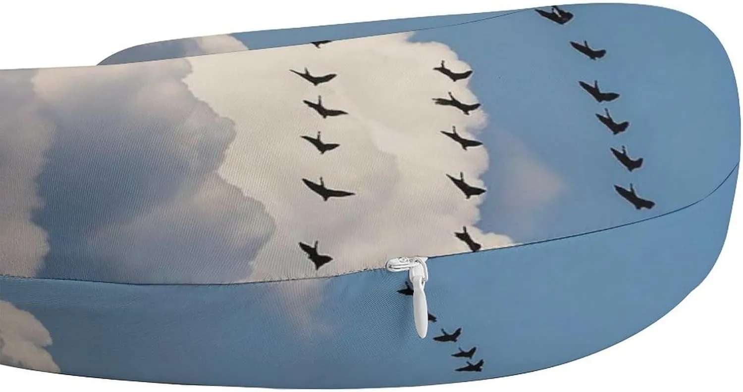 Travel Neck Pillow U Shape Memory Foam Travel Pillow Bird Migration Airplane Pillow for Sleeping Comfortable Support Pillow for Head Support Neck Pillows for Trains Self-Driving Cars Travel Essentials