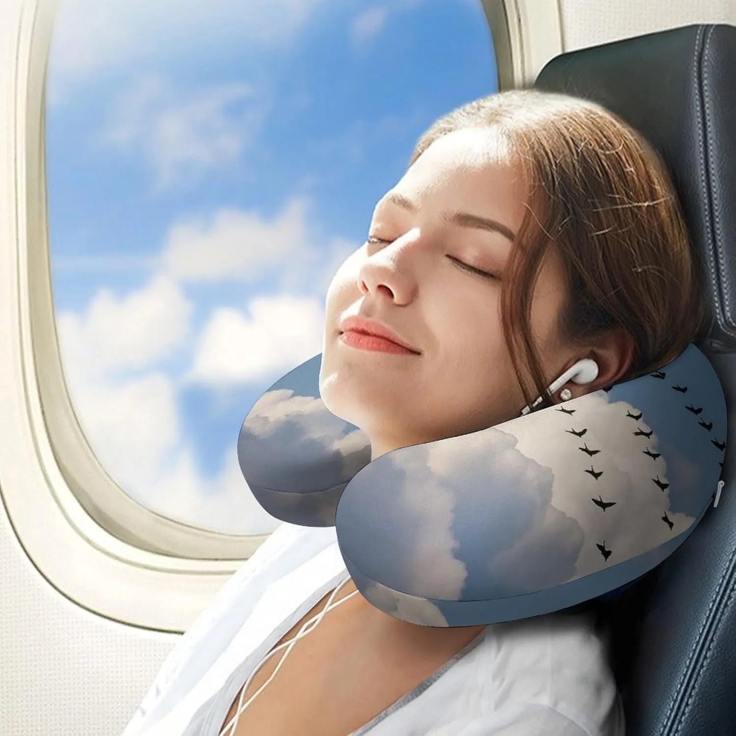 Travel Neck Pillow U Shape Memory Foam Travel Pillow Bird Migration Airplane Pillow for Sleeping Comfortable Support Pillow for Head Support Neck Pillows for Trains Self-Driving Cars Travel Essentials