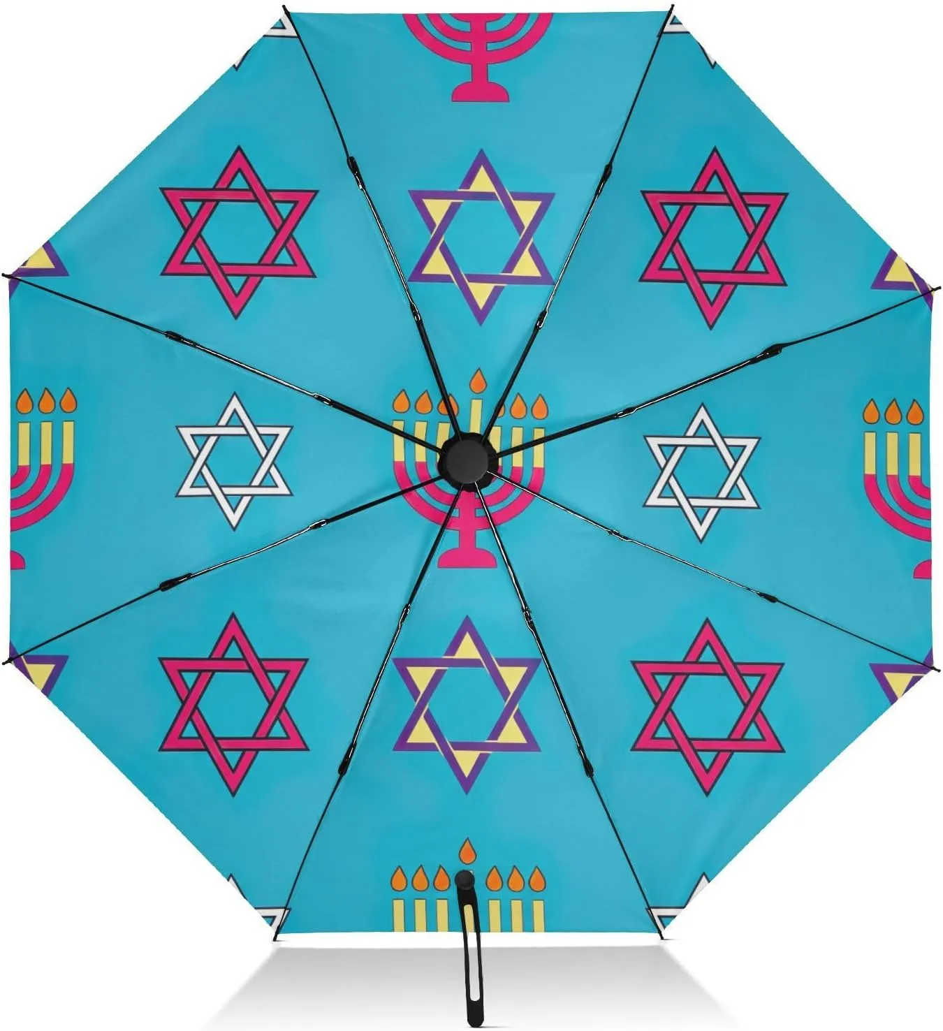 Travel Umbrella Windproof Compact Umbrella for Purse, Umbrellas for Backpacks/Handbags, Rain, Wind and Sun, Colorful Candles Stars Blue
