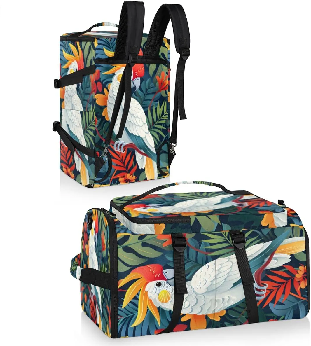 Tropical Birds Travel Backpack Carry On Flight Approved for Women Men, 18.9 Inch Large Jungle Leaves Floral Airline Approved Luggage Weekender Backpacks
