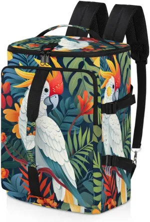 Tropical Birds Travel Backpack Carry On Flight Approved for Women Men, 18.9 Inch Large Jungle Leaves Floral Airline Approved Luggage Weekender Backpacks